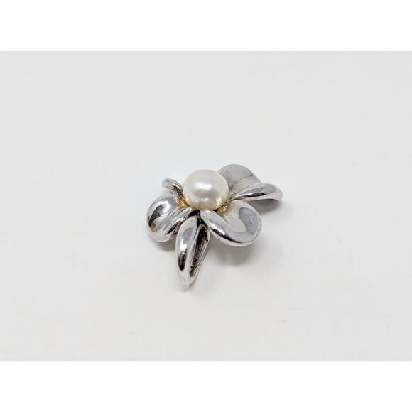 Ann King Sterling Silver Freshwater Pearl Orchid Flower Pendant Earrings Set - Picture 5 of 13